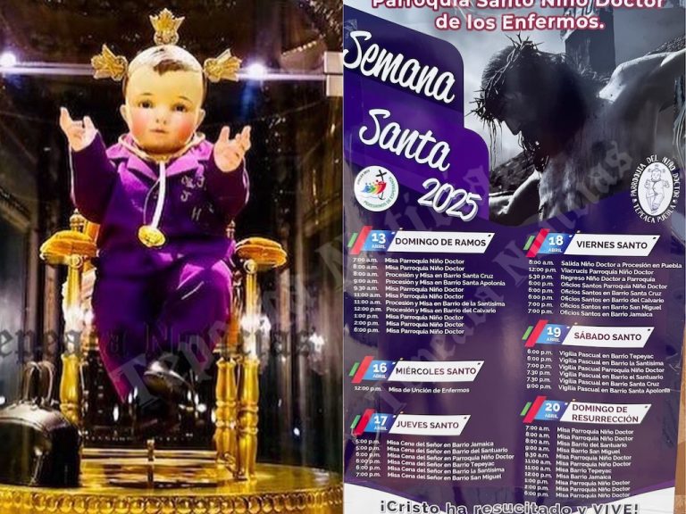 Alista Parroquia y Santuario  del Niño Doctor actividades de Semana Santa en Tepeaca.