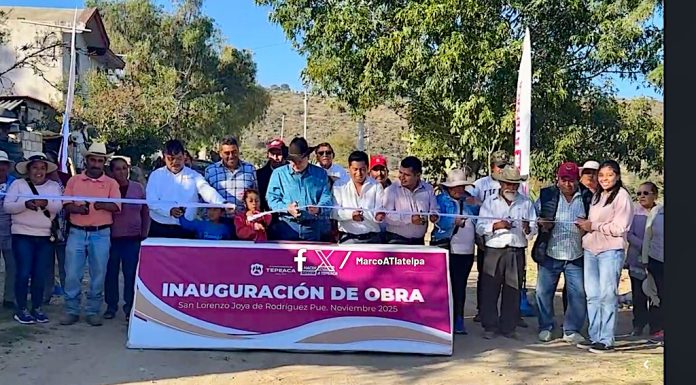 Fortaleciendo la sanidad, entrega Velázquez Romero drenaje sanitario en San Lorenzo Joya, Tepeaca