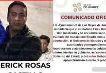 Localizan con vida a joven desaparecido en Los Reyes de Juárez .