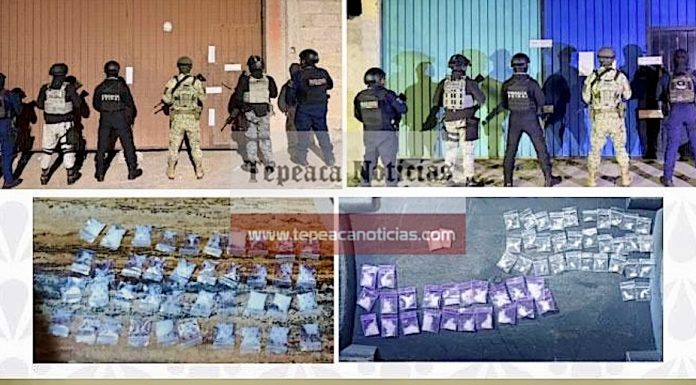 Aseguran droga en cateos en domicilios en Álvaro Obregón , Tepeaca