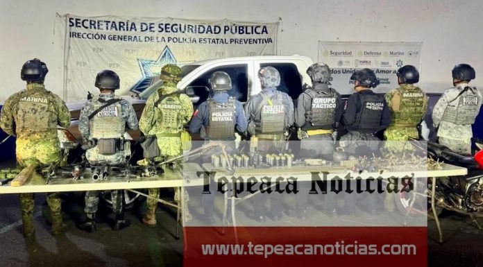 Aseguran armamento en operativo de los tres ordenes de gobierno en Tepeaca
