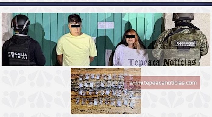Detienen a dos en Tepatlaxco de Hidalgo por venta y distribución de narcóticos