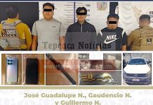Detienen a tres personas con vehículo robado en Acajete
