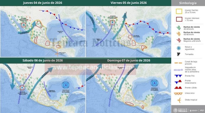 Habra intensas lluvias durante los próximos días en Tepeaca y la región.