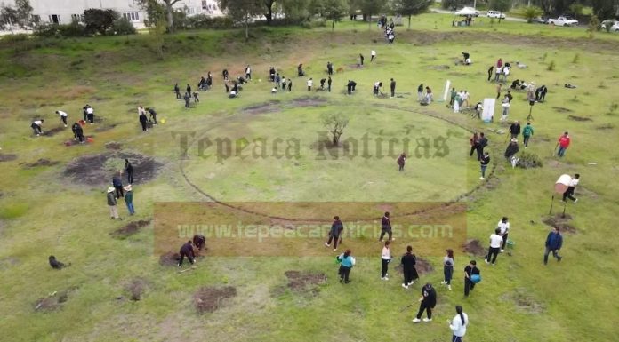 En Día del Medio Ambiente , reforesta Fundación Huerta Espinoza jagüey en San Bartolomé Hueyapan , Tepeaca